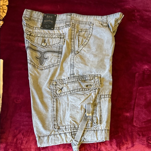Rock Revival Gray Cargo Shorts for Men